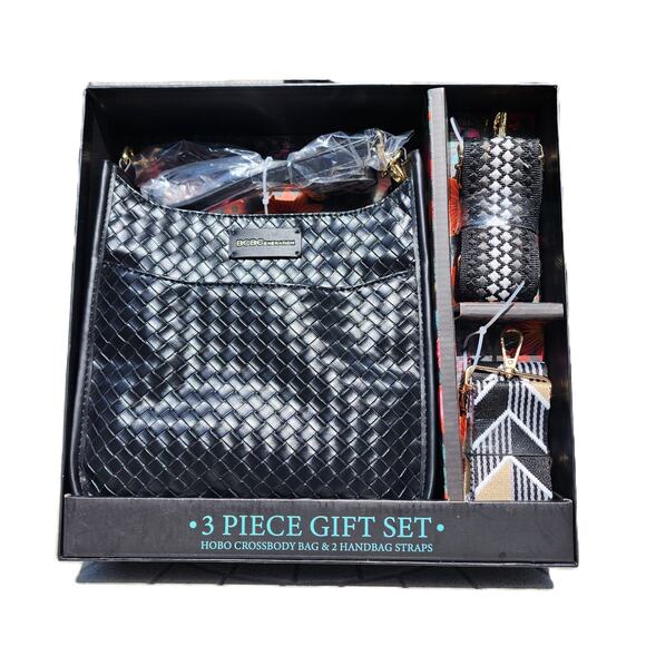 BCBGeneration 3-Piece Faux Weave Hobo Crossbody Bag Gift Set - Picture 10 of 11